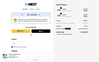 shop-three-step template checkout capture